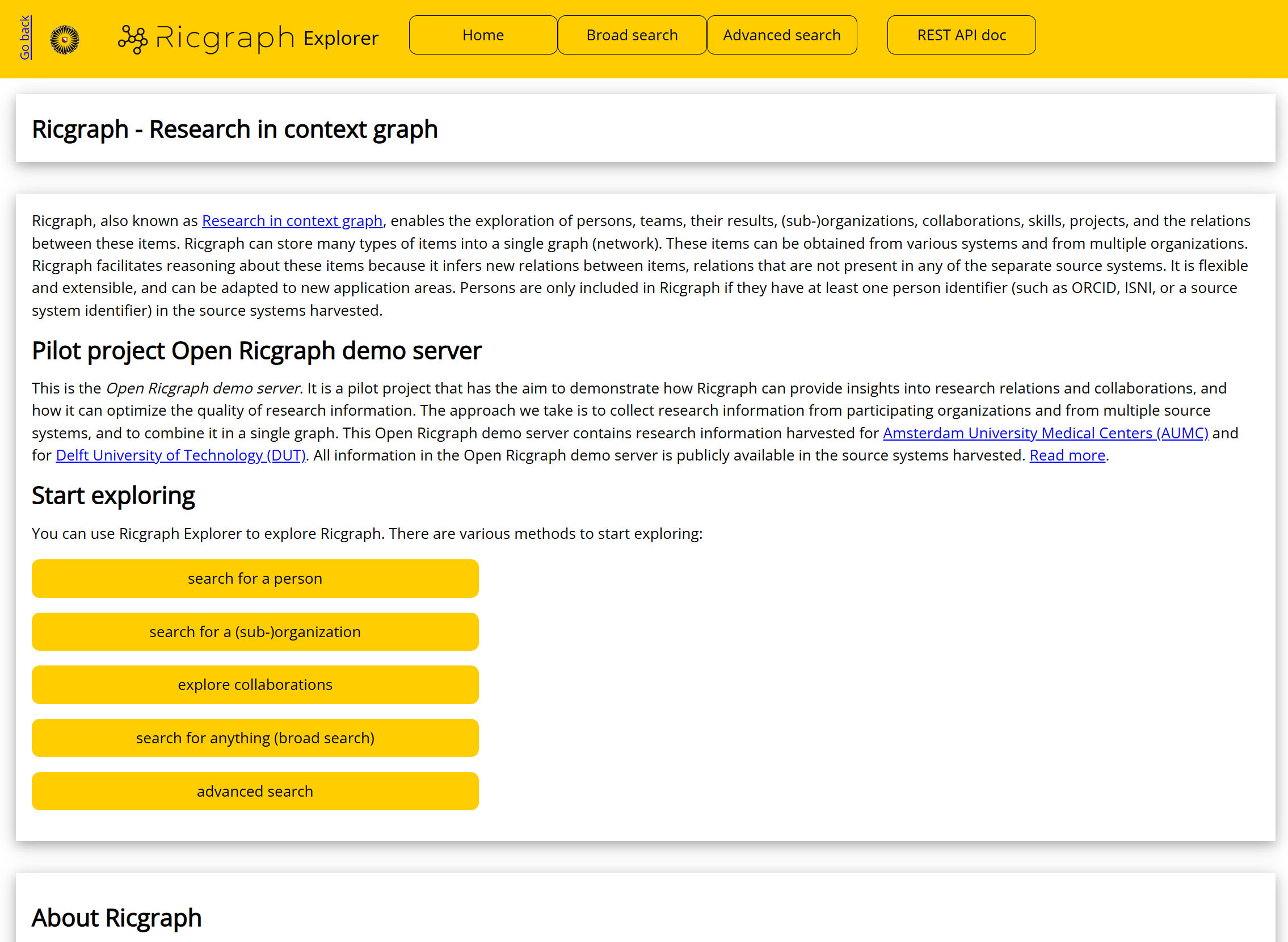 Screenshot of Ricgraph Explorer.